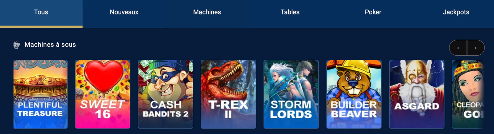 Catalogue complet de jeux de casino en ligne La Riviera Casino
